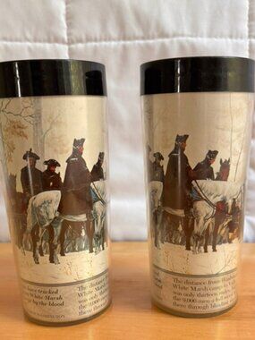 Vintage Thermo-Serv tumblers featuring a Revolutionary War "Valley Forge"